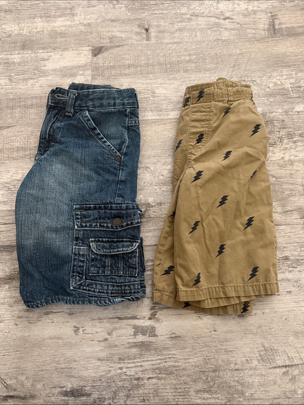 Kids Cargo Shorts & Lightning-Print Shorts - Blue Denim & Khaki